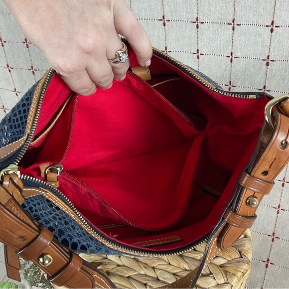 Vintage Dooney & Bourke Navy Snakeskin Leather Erica Hobo Shoulder Bag BS479 NV - Picture 10 of 15